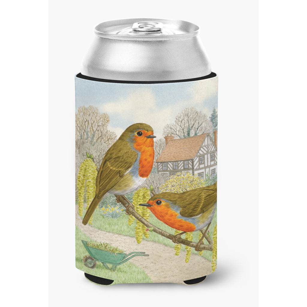 Caroline'S Treasures European Garden Robin Wine Bottle Koozie Hugger - Thumbnail 2