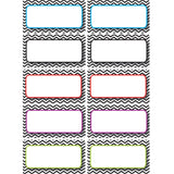 Die-Cut Magnetic Black & White Chevron Labels/Nameplates, 10 Pieces