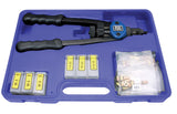 13,, Nut/Thread Setting Hand Riveter Kit With 6 Pc. Sae Mandrel/Nosepiece Sets And Rivet Nut Set