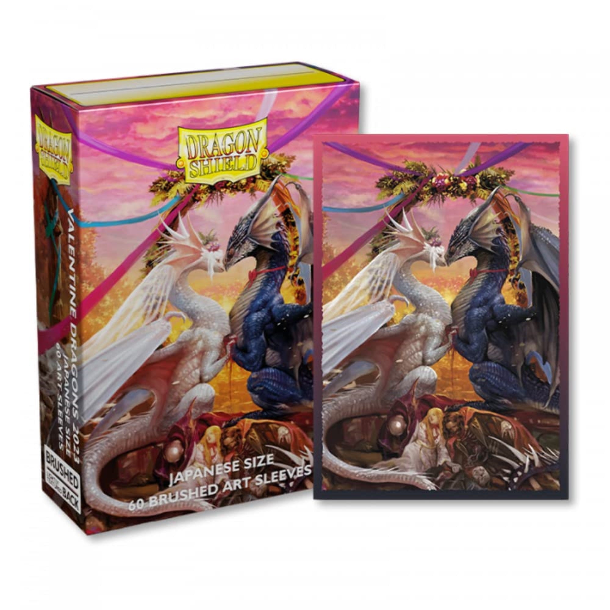 Dragon Shield - Limited Edition Brushed Art Japanese: Valentine Dragon 60 Ct Japanese Size Card Sleeves - Yu-Gi-Oh! Card Sleeves