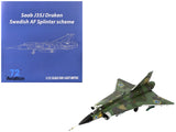 Saab J35J Draken Fighter Aircraft Splinter Camouflage Scheme F 18 Sodertorn Wing (1972) Swedish Air Force 1/72 Diecast Model A