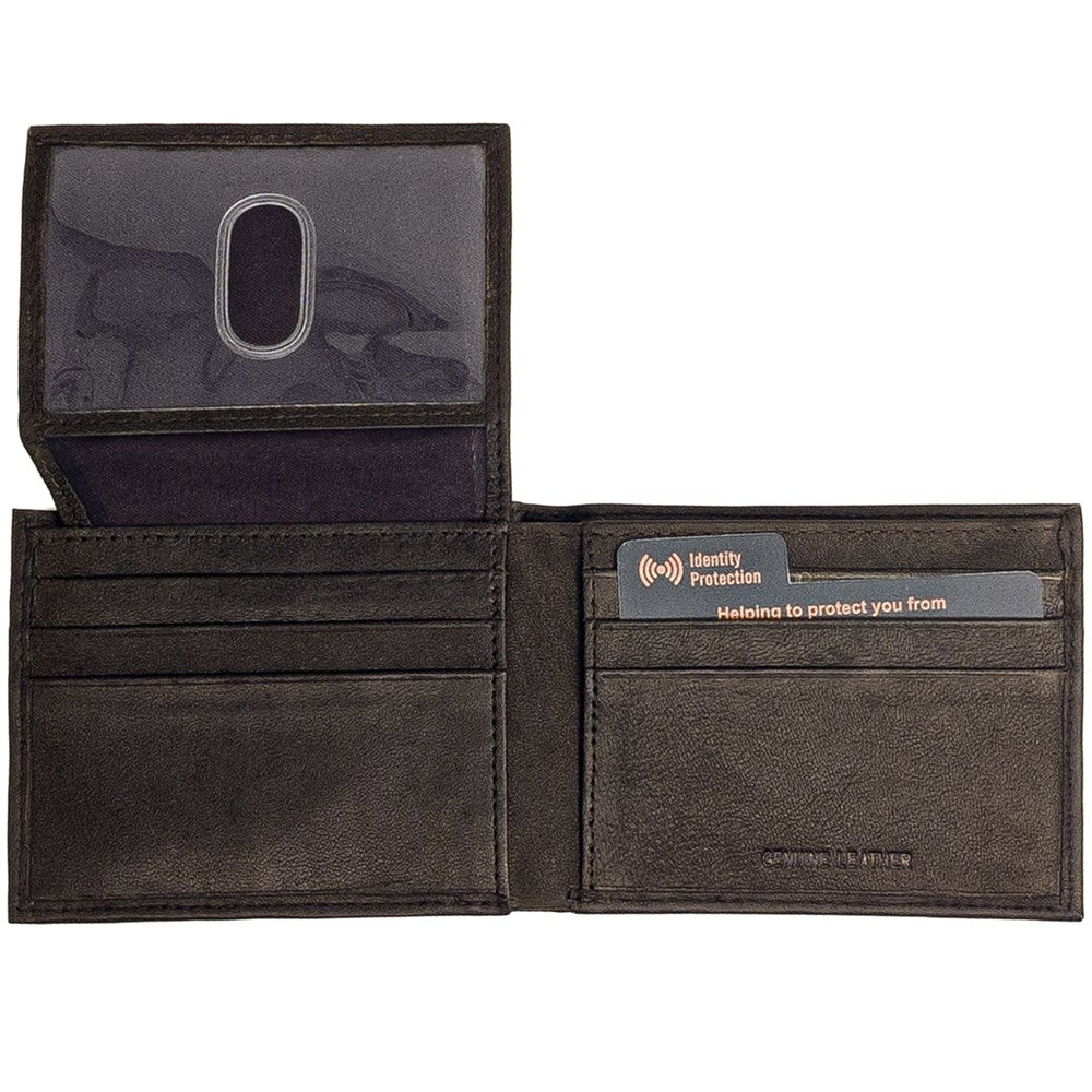 Anchor21 Rfid Mens Brown Wallet - Passcase - Genuine Leather