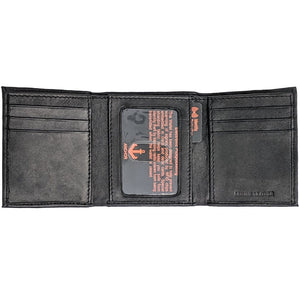 Anchor21 Rfid Mens Black Wallet - Trifold - Genuine Leather