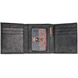 Anchor21 Rfid Mens Black Wallet - Trifold - Genuine Leather