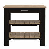 Tuhome Cala Kitchen Island 40, Countertop Table, Two Shelves, One Drawer, Four Legs, Black-Light Oak, For Kitchen Room