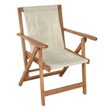 Amerihome Acacia And Canvas Folding Arm Chair