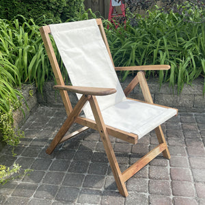 Amerihome Acacia And Canvas Folding Arm Chair