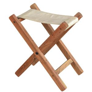 Amerihome Acacia And Canvas Folding Stool