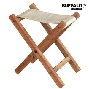 Amerihome Acacia And Canvas Folding Stool