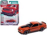 2012 Ford Mustang Boss 302 Competition Orange with Black Accents Modern Muscle Series 1/64 Diecast Model Car by Auto World