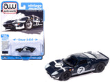 1965 Ford GT40 #7 Blue Black with White Stripes Vintage Muscle Series 1/64 Diecast Model Car by Auto World