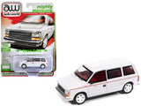 1989 Plymouth Voyager Turbo Van Bright White with Red Stripes and Interior Mighty Minivans Series 1/64 Diecast Model Car by Au