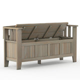 Acadian Solid Wood 48 Inch Wide Transitional Entryway Storage Bench In Distressed Grey