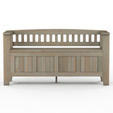 Acadian Solid Wood 48 Inch Wide Transitional Entryway Storage Bench In Distressed Grey
