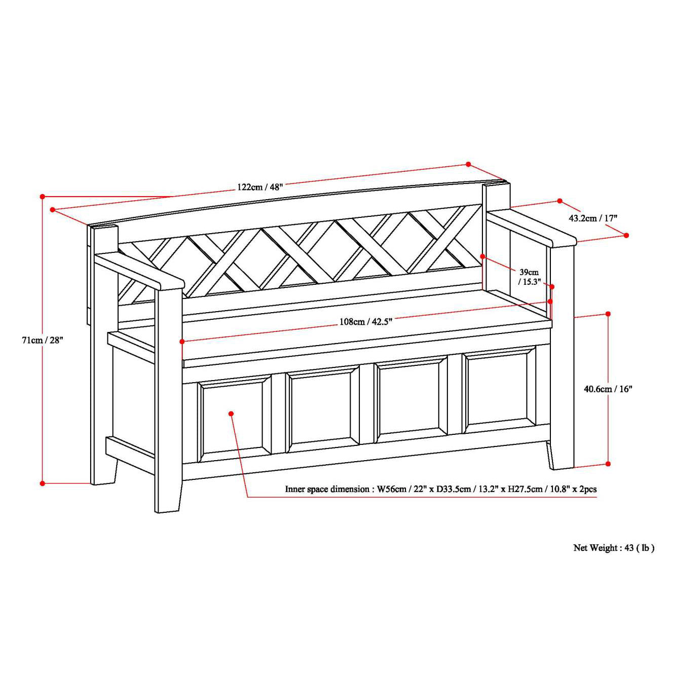 Amherst Entryway Storage Bench