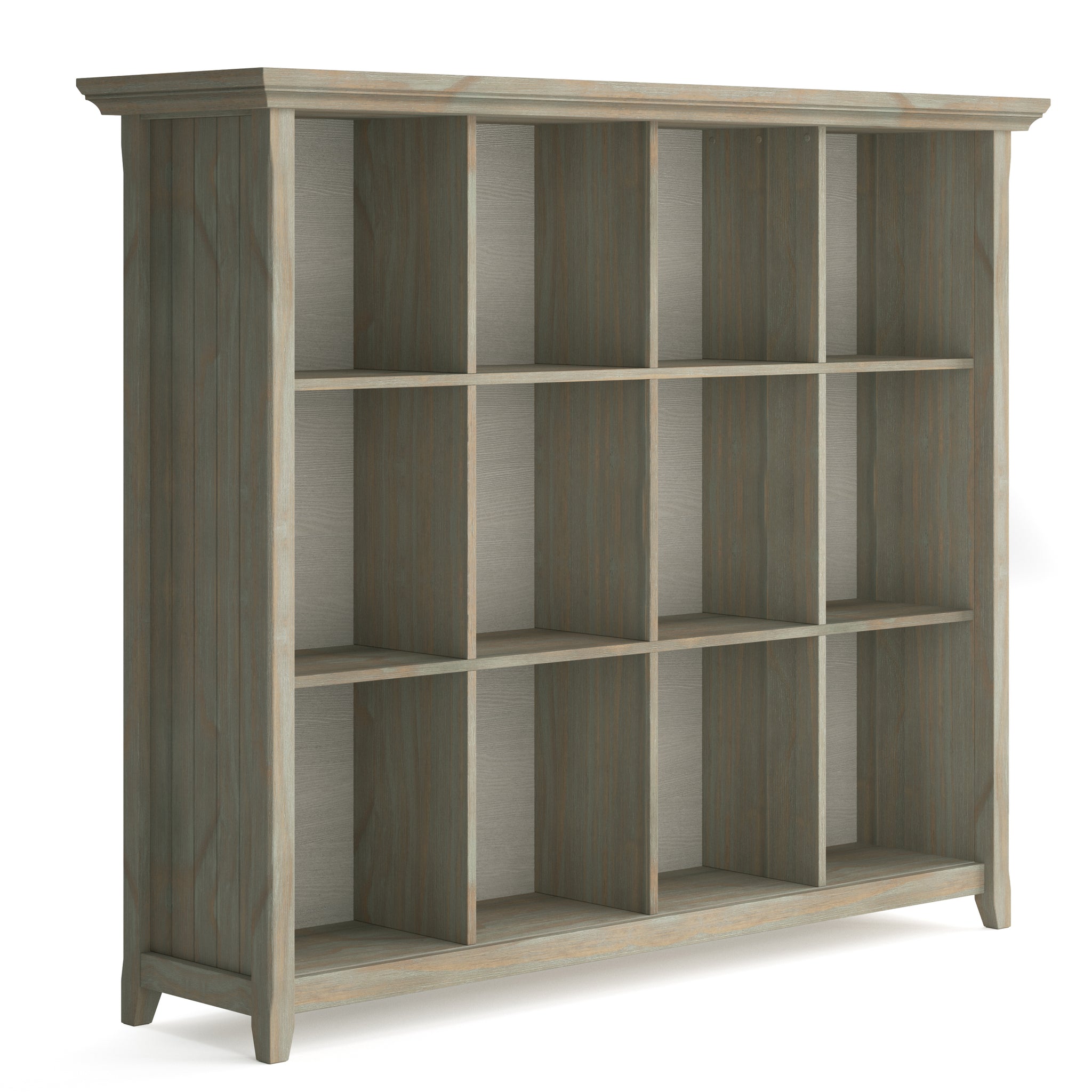 Acadian Solid Wood 12 Cube Storage In Distressed Grey