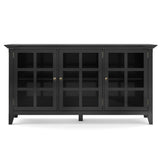 Acadian Solid Wood 62 Inch Wide Transitional Wide Storage Cabinet In Black