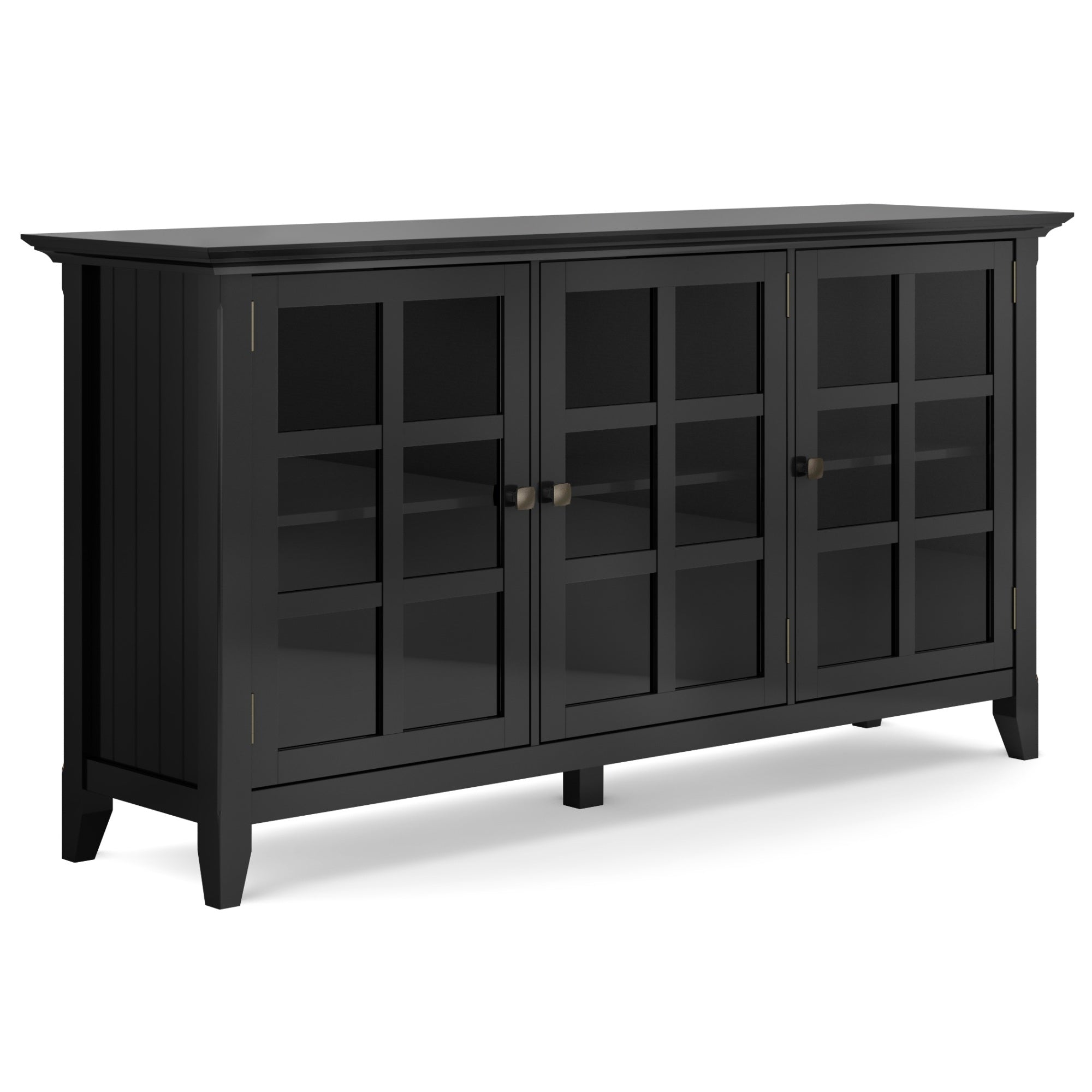 Acadian Solid Wood 62 Inch Wide Transitional Wide Storage Cabinet In Black