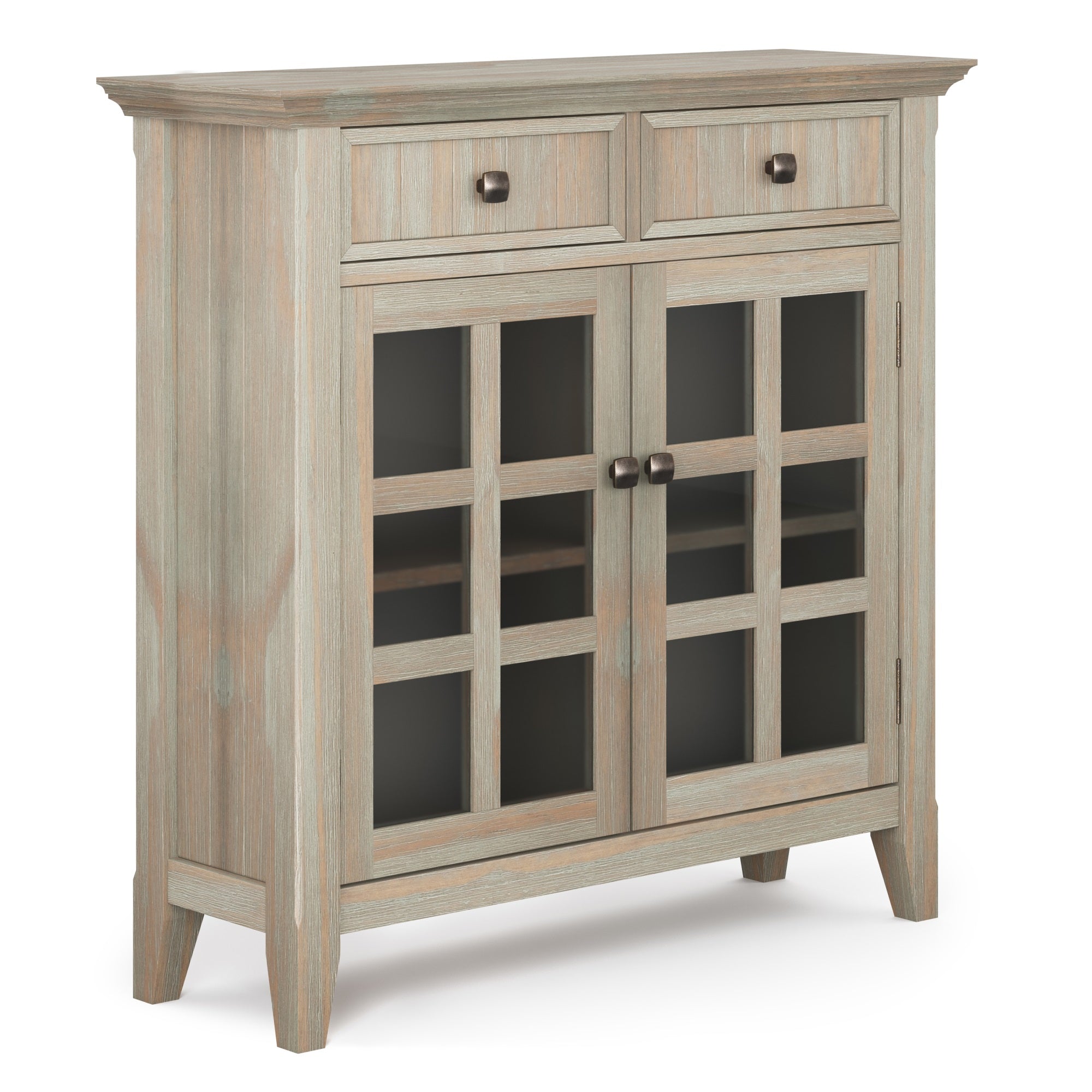 Acadian Solid Wood 36 Inch Wide Transitional Entryway Hallway Storage Cabinet In Distressed Grey