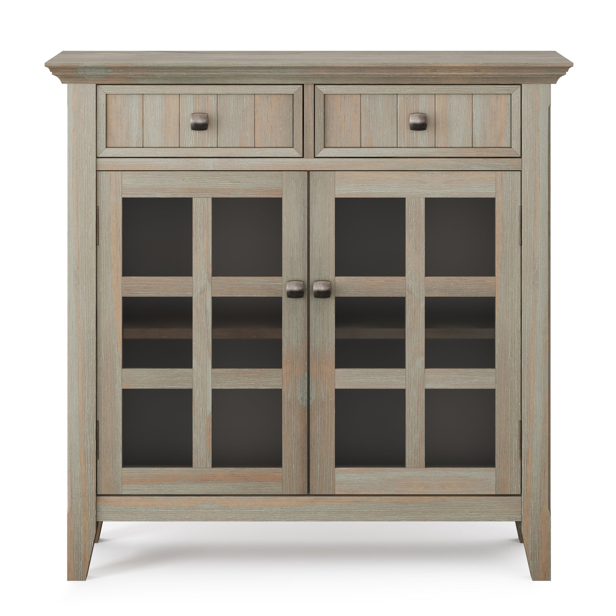 Acadian Solid Wood 36 Inch Wide Transitional Entryway Hallway Storage Cabinet In Distressed Grey