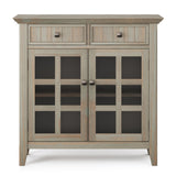 Acadian Solid Wood 36 Inch Wide Transitional Entryway Hallway Storage Cabinet In Distressed Grey