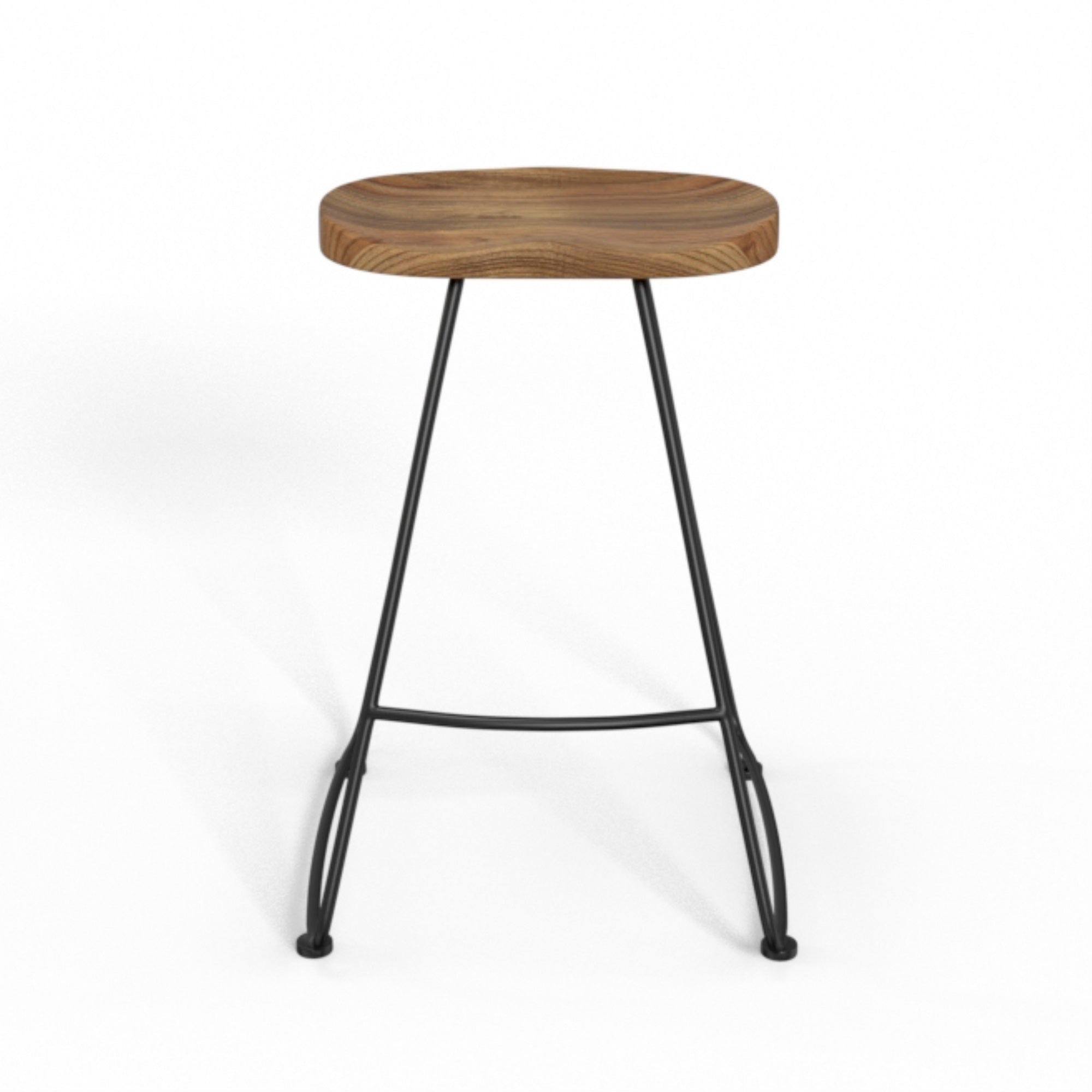 Amberly 24 Inch Saddle Counter Height Stool (Set Of 2) In Natural/Black