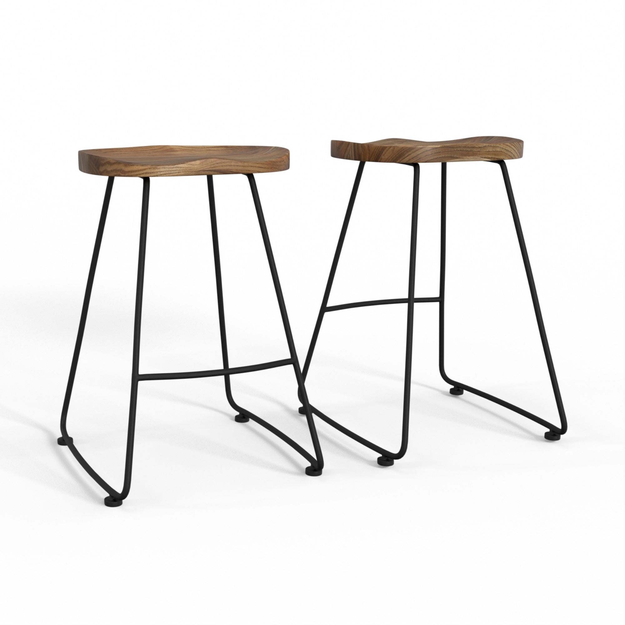 Amberly 24 Inch Saddle Counter Height Stool (Set Of 2) In Natural/Black