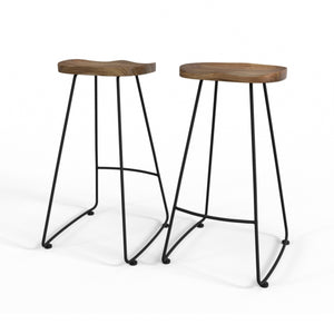 Amberly 30 Inch Saddle Bar Stool (Set Of 2) In Natural/Black