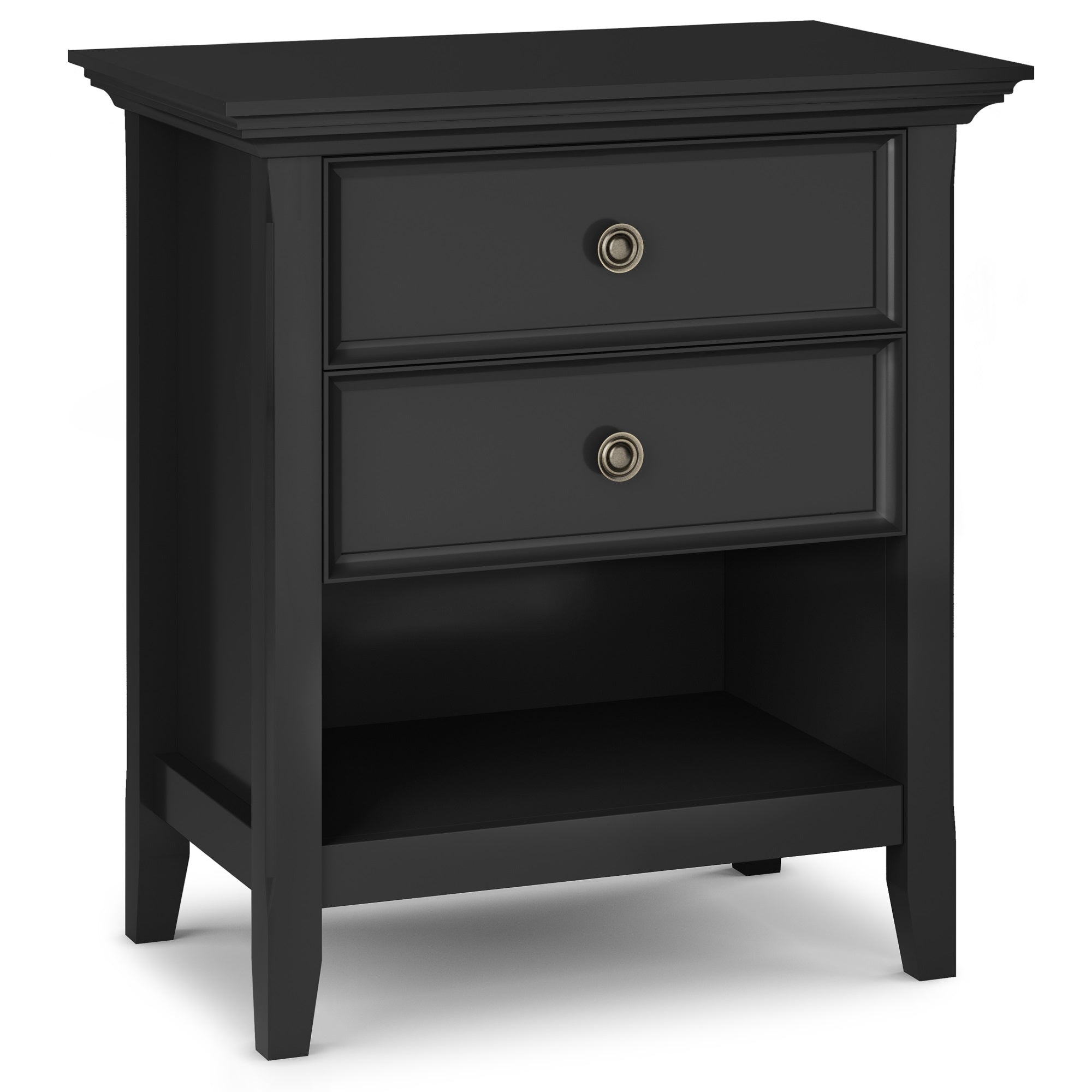 Amherst Solid Wood Bedside Table In Black