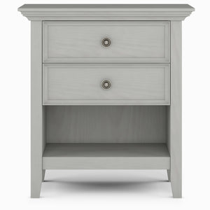 Amherst Solid Wood Bedside Table In Fog Grey