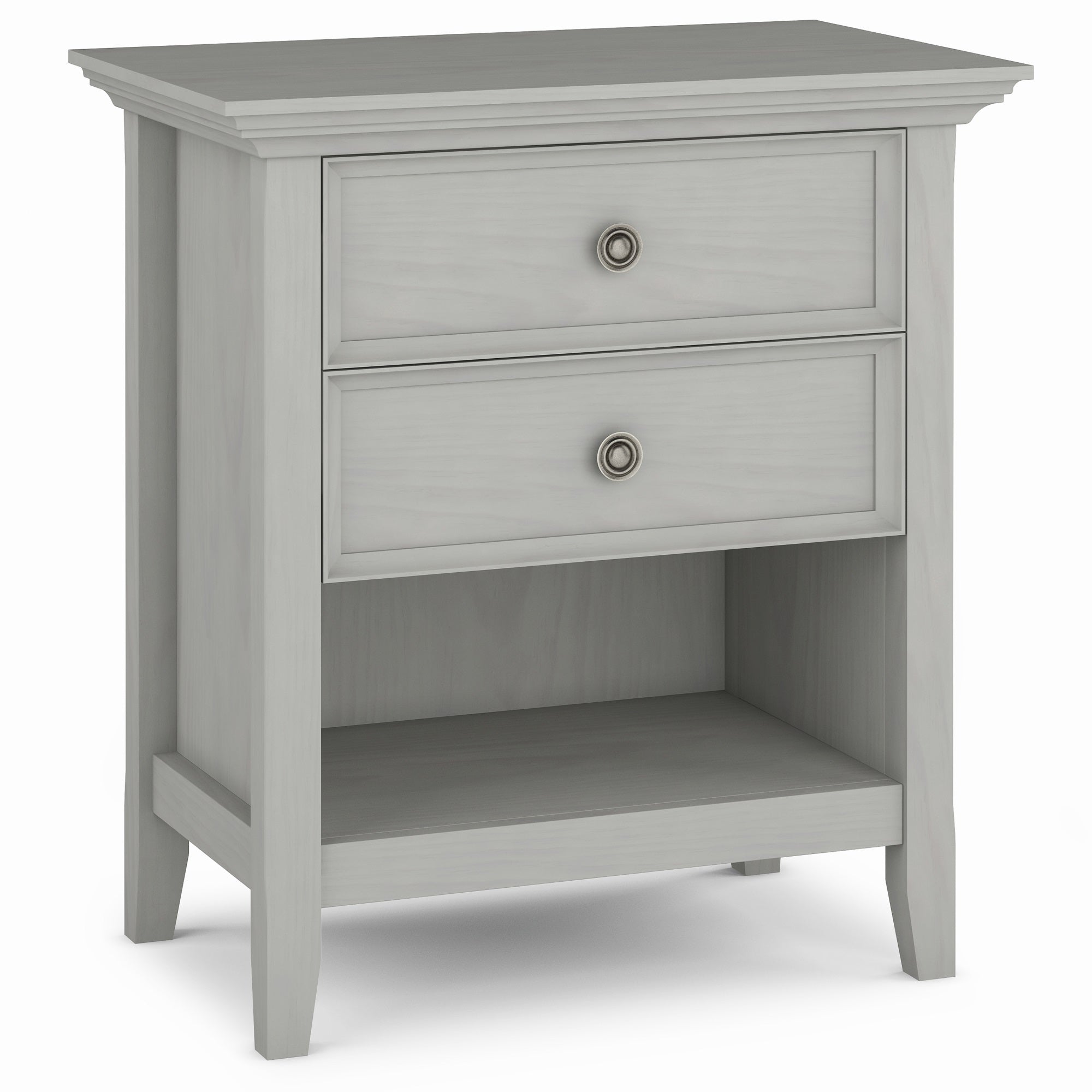 Amherst Solid Wood Bedside Table In Fog Grey