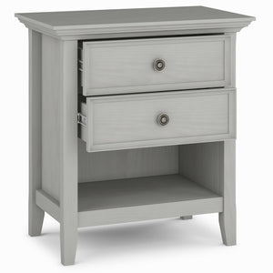 Amherst Solid Wood Bedside Table In Fog Grey