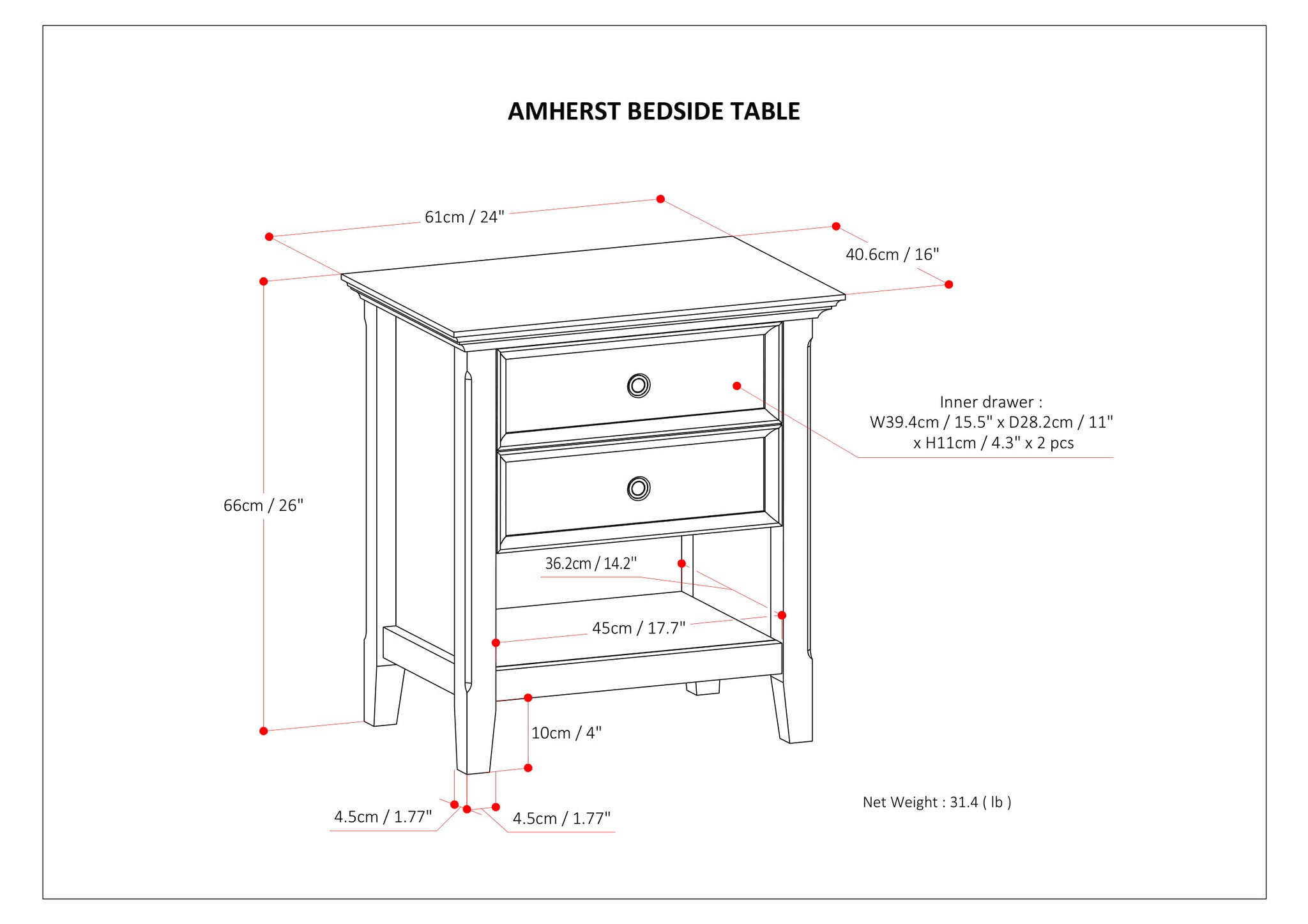 Amherst Bedside Table