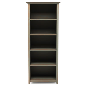 Amherst Solid Wood 5 Shelf Bookcase In Distressed Grey