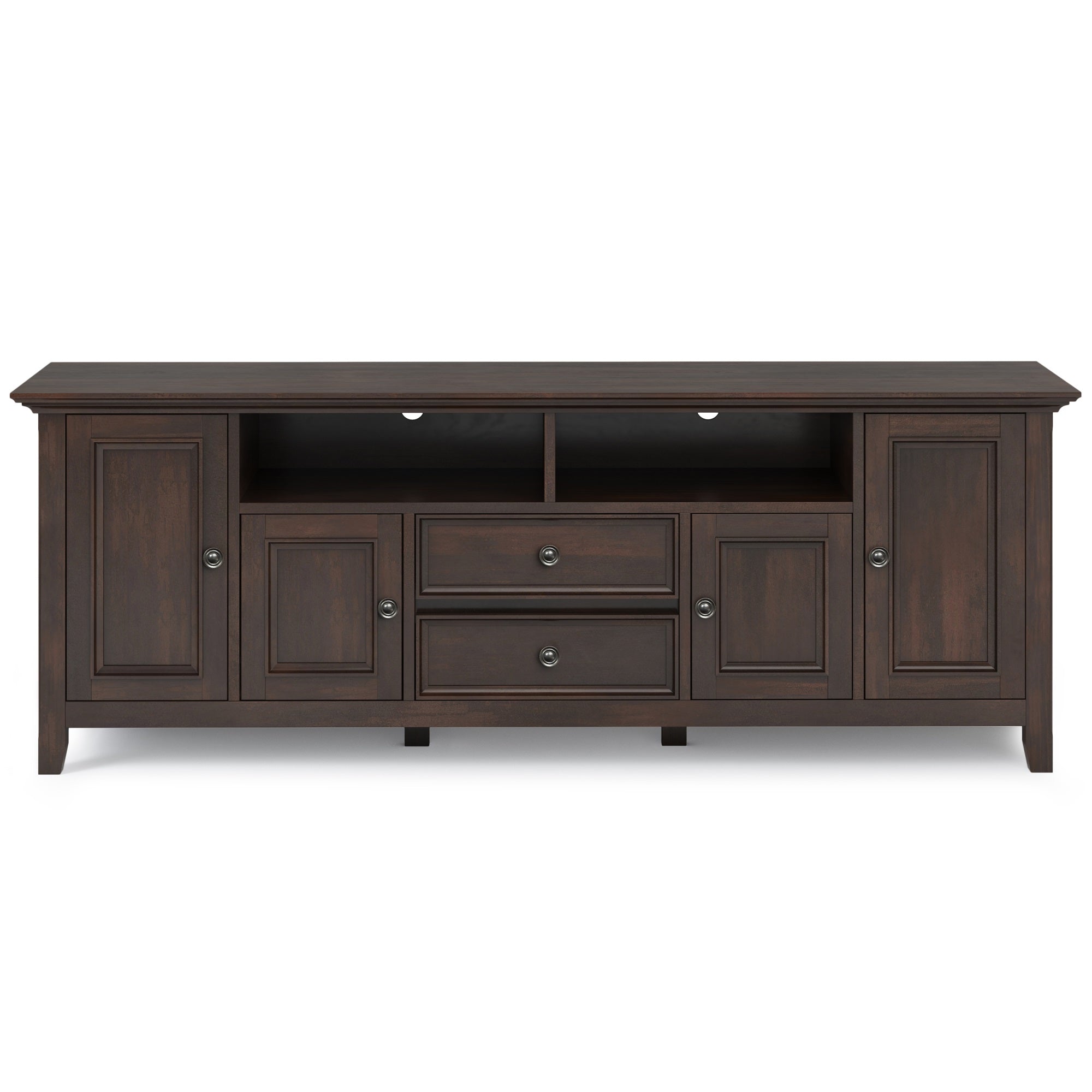 Amherst Solid Wood 72 Inch Wide Tv Media Stand In Brunette Brown For Tvs Up To 80 Inches