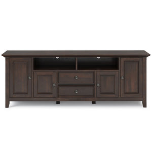 Amherst Solid Wood 72 Inch Wide Tv Media Stand In Brunette Brown For Tvs Up To 80 Inches