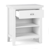 Artisan Solid Wood 24 Inch Wide Transitional Bedside Nightstand Table In White