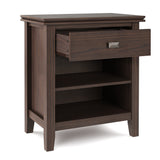 Artisan Solid Wood 24 Inch Wide Transitional Bedside Nightstand Table In Warm Walnut Brown