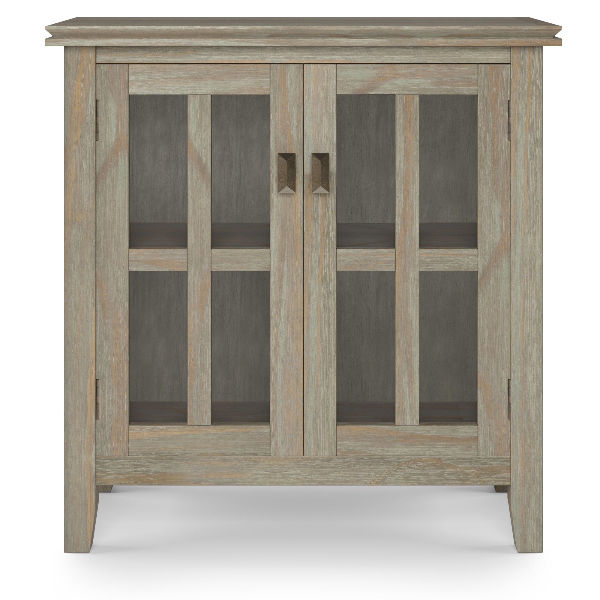 Artisan Solid Wood Low Storage Cabinet In Distressed Grey
