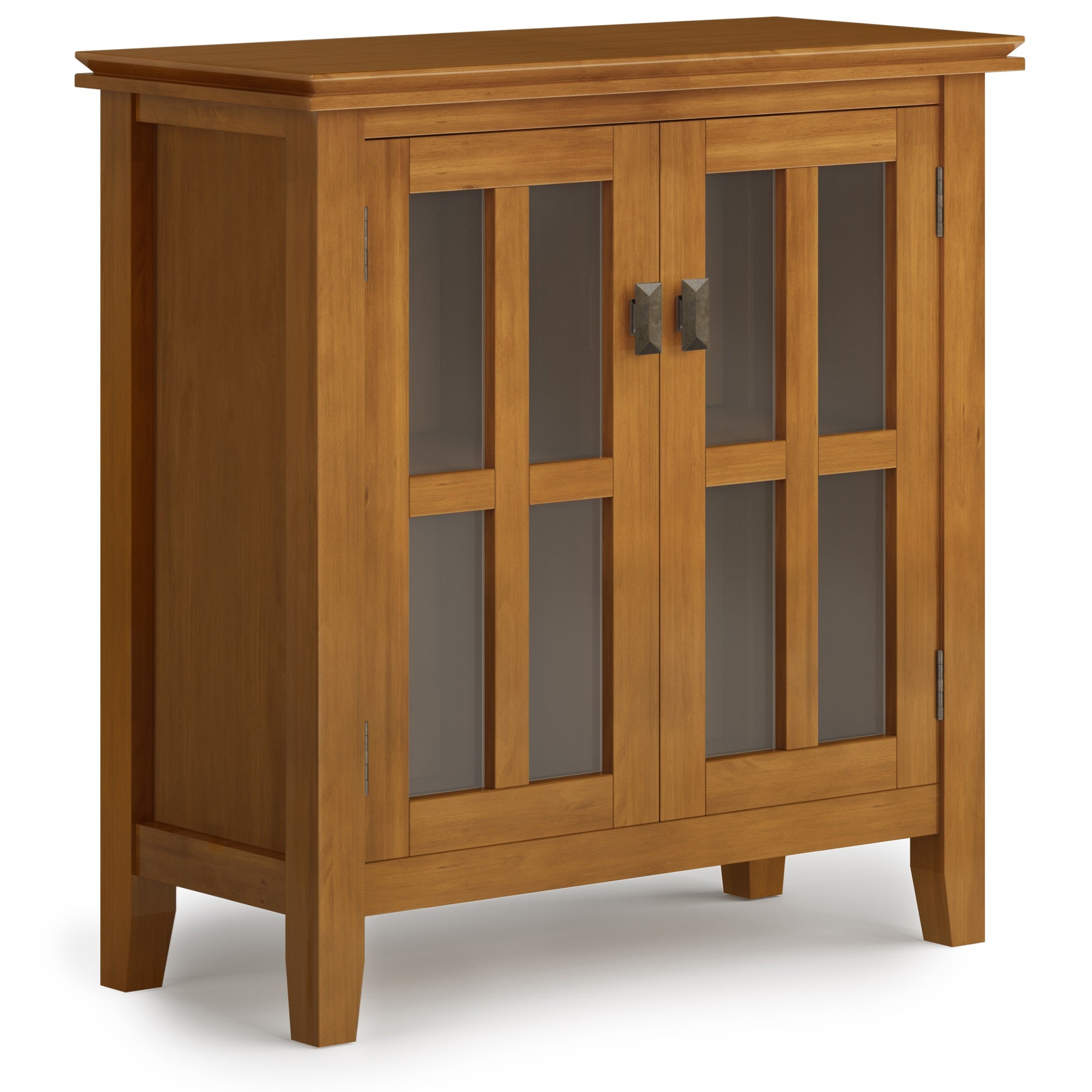Artisan Solid Wood Low Storage Cabinet In Honey Brown