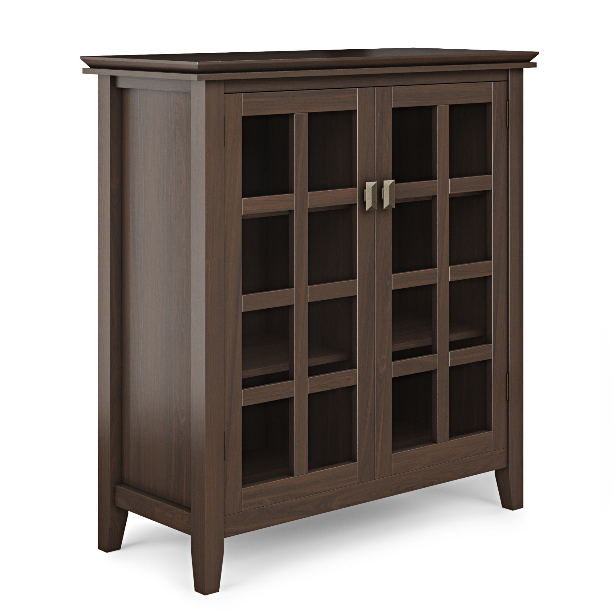Artisan Solid Wood 38 Inch Wide Transitional Medium Storage Cabinet In Tobacco Brown