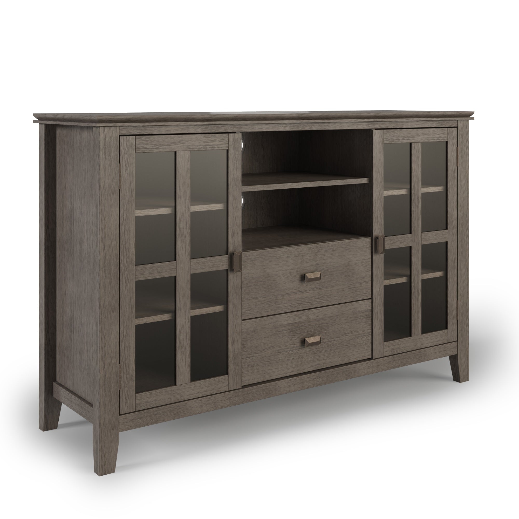 Artisan Solid Wood 53 Inch Wide Transitional Tv Media Stand In Farmhouse Grey For Tvs Up To 60 Inches
