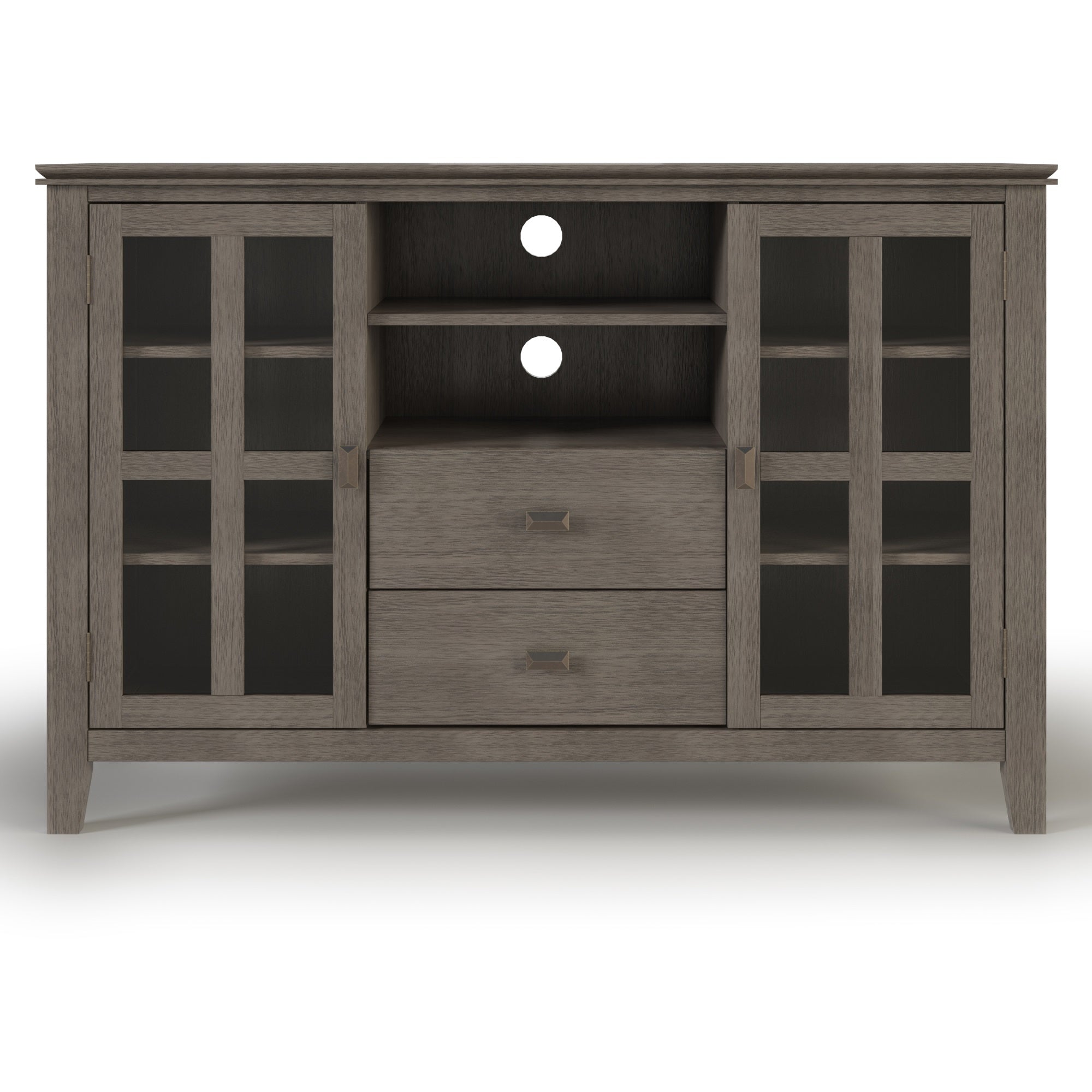 Artisan Solid Wood 53 Inch Wide Transitional Tv Media Stand In Farmhouse Grey For Tvs Up To 60 Inches