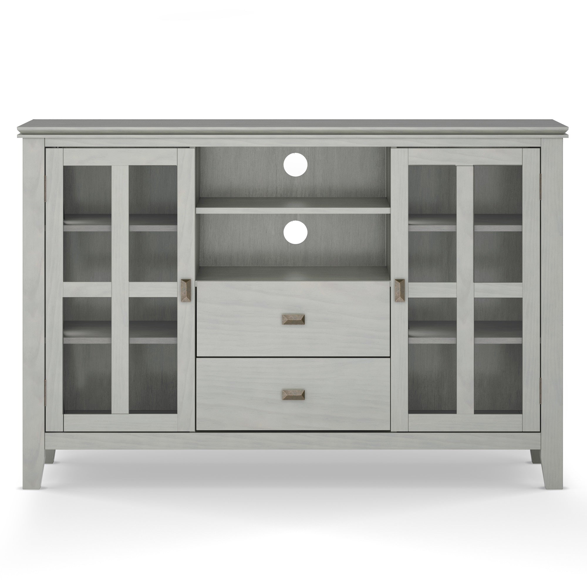 Artisan Solid Wood Tall Tv Media Stand In Fog Grey For Tvs Up To 60 Inches