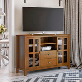 Artisan Solid Wood 53 Inch Wide Transitional Tv Media Stand In Honey Brown For Tvs Up To 60 Inches