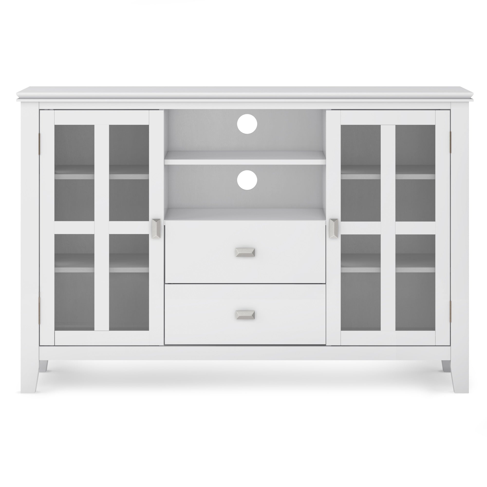 Artisan Solid Wood Tall Tv Media Stand In White For Tvs Up To 60 Inches