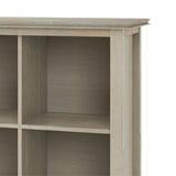 Artisan Solid Wood 45 Inch X 43 Inch Transitional 9 Cube Bookcase And Storage Unit In Distressed Grey