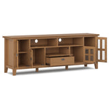Artisan Solid Wood 72 Inch Wide Transitional Tv Media Stand In Honey Brown For Tvs Up To 80 Inches