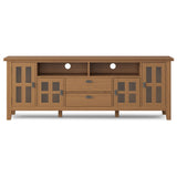 Artisan Solid Wood 72 Inch Wide Transitional Tv Media Stand In Honey Brown For Tvs Up To 80 Inches