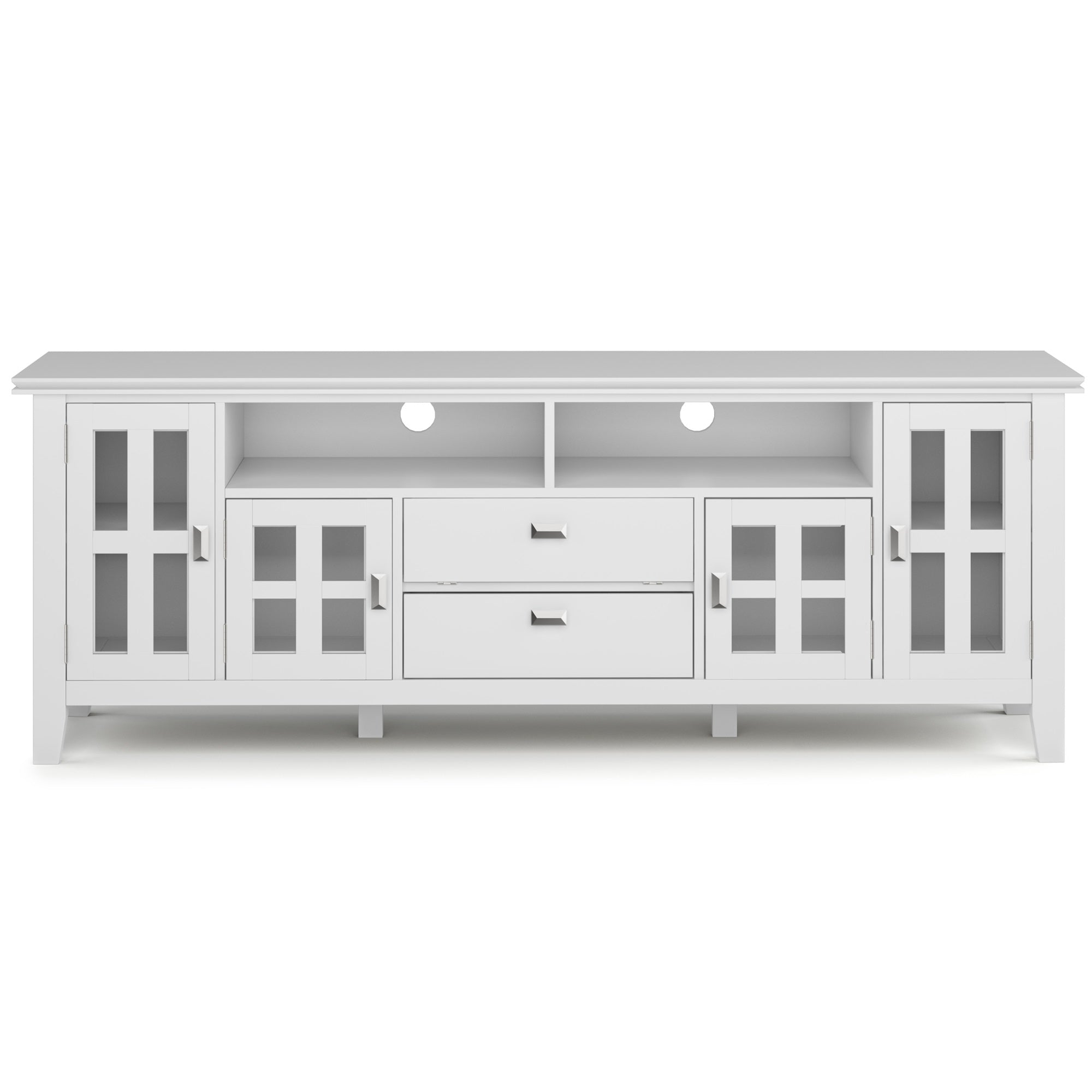 Artisan Solid Wood 72 Inch Tv Media Stand In White For Tvs Up To 80 Inches